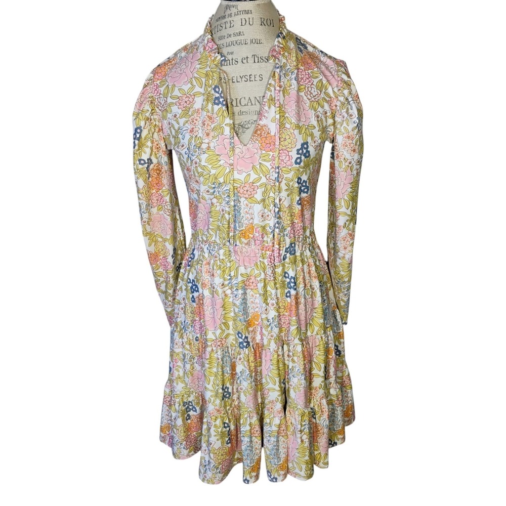 SMITH & QUINN‎ Smooth Stretch Tiered Garden Floral Dress Womens Small Chic Mini
